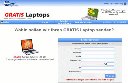 Freepay (Laptop kostenlos): iPod bestellen